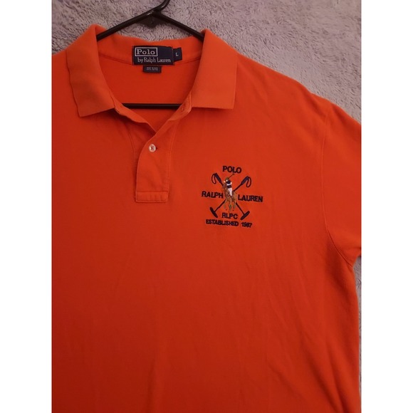 Vintage Polo Ralph Lauren Shirt Mens Large Big Pony RLPC Orange Golf Prep Tennis - Picture 4 of 8